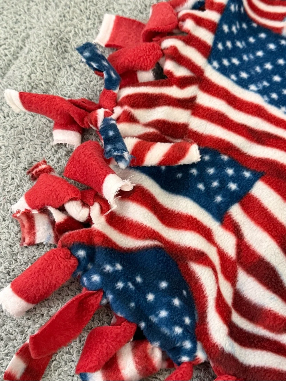 Patriotic Themed & Bald Eagle Flying Reversible 55” X 67” Fleece Tied Blanket